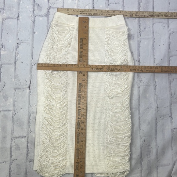 Jonathan Simkhai Midi Pencil Skirt Cream Draping String Detail Body Con Back Zip - Picture 13 of 13